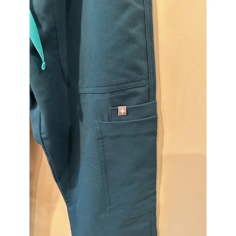 FIGS Cairo Slim Zip Fly Cargo Scrub Pants Teal Mens Small/XS Tall Straight‎ Leg